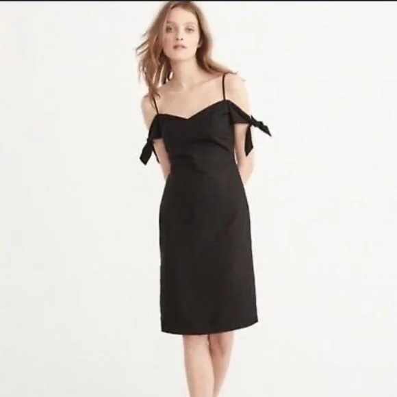 Abercrombie & Fitch off the shoulder black linen dress 2 NWT - Picture 1 of 10